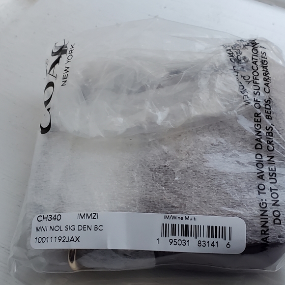 COACH Mini Nolita Bag Charm Signature Chambray Wine Smoth Leather - Picture 5 of 5